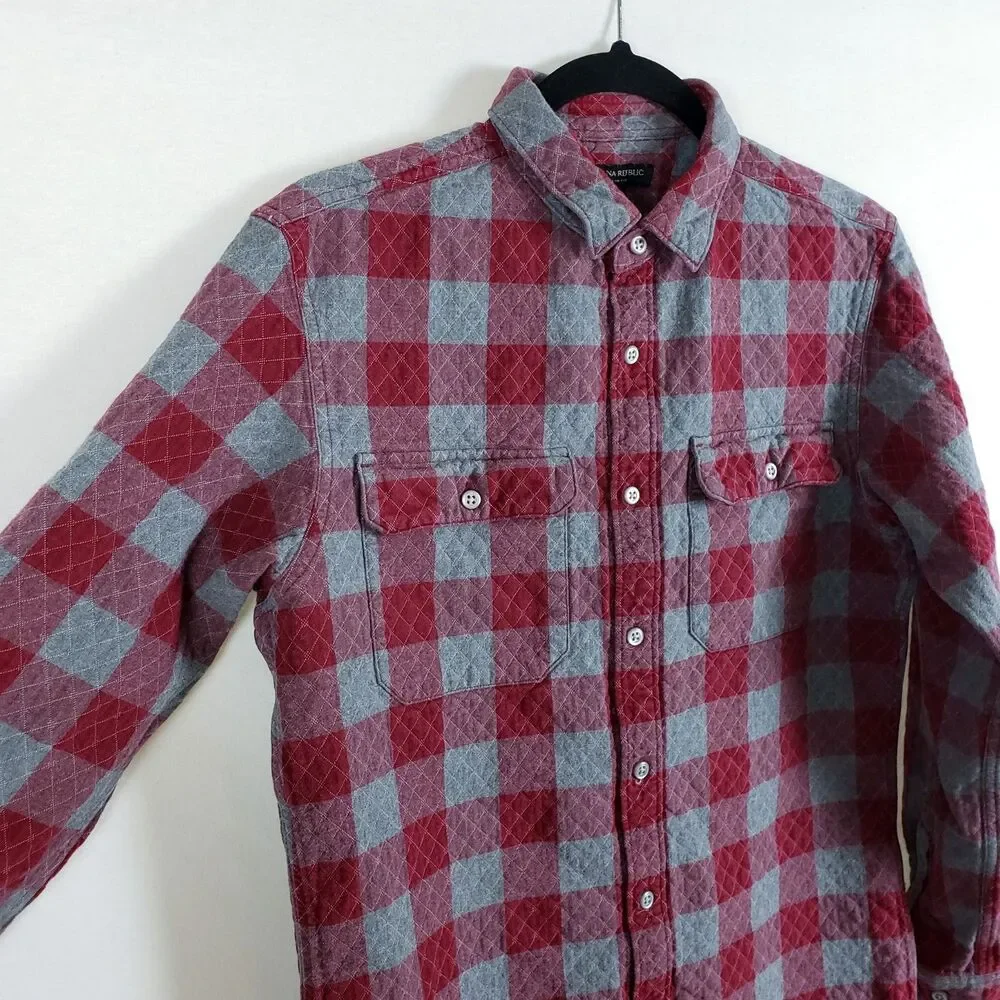 Banana Republic Heritage Workwear Quilted Flannel Shirt Mens S Slim Fit Plaid